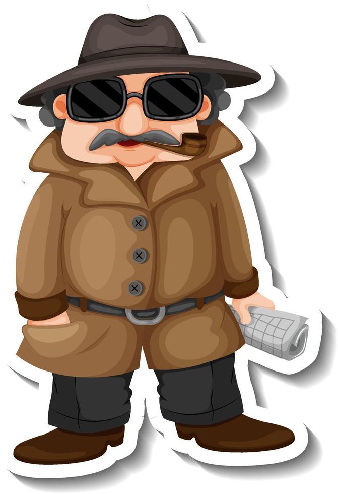 Sticker design with a detective boy cartoon character vector