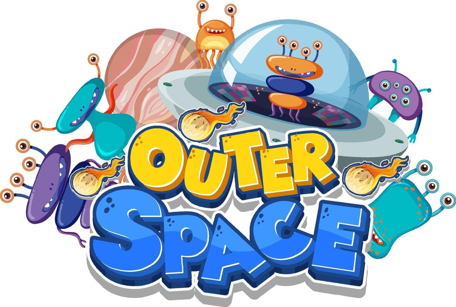 Outer Space logo with many aliens vector
