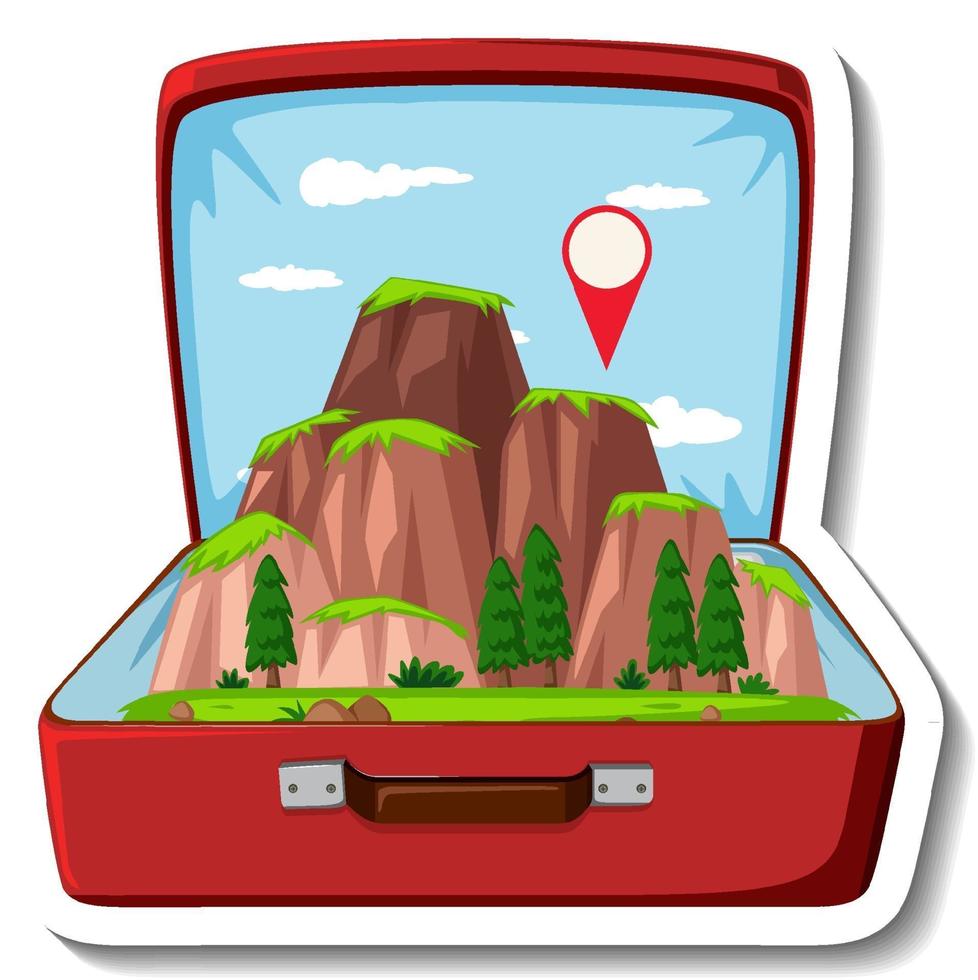 Mountain in the opened suitcase vector