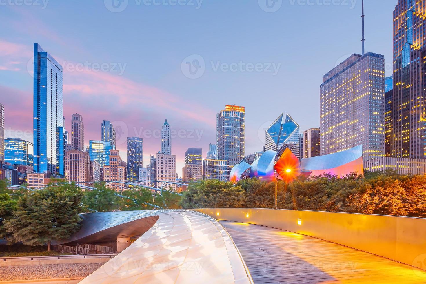 Downtown chicago skyline cityscape in USA photo