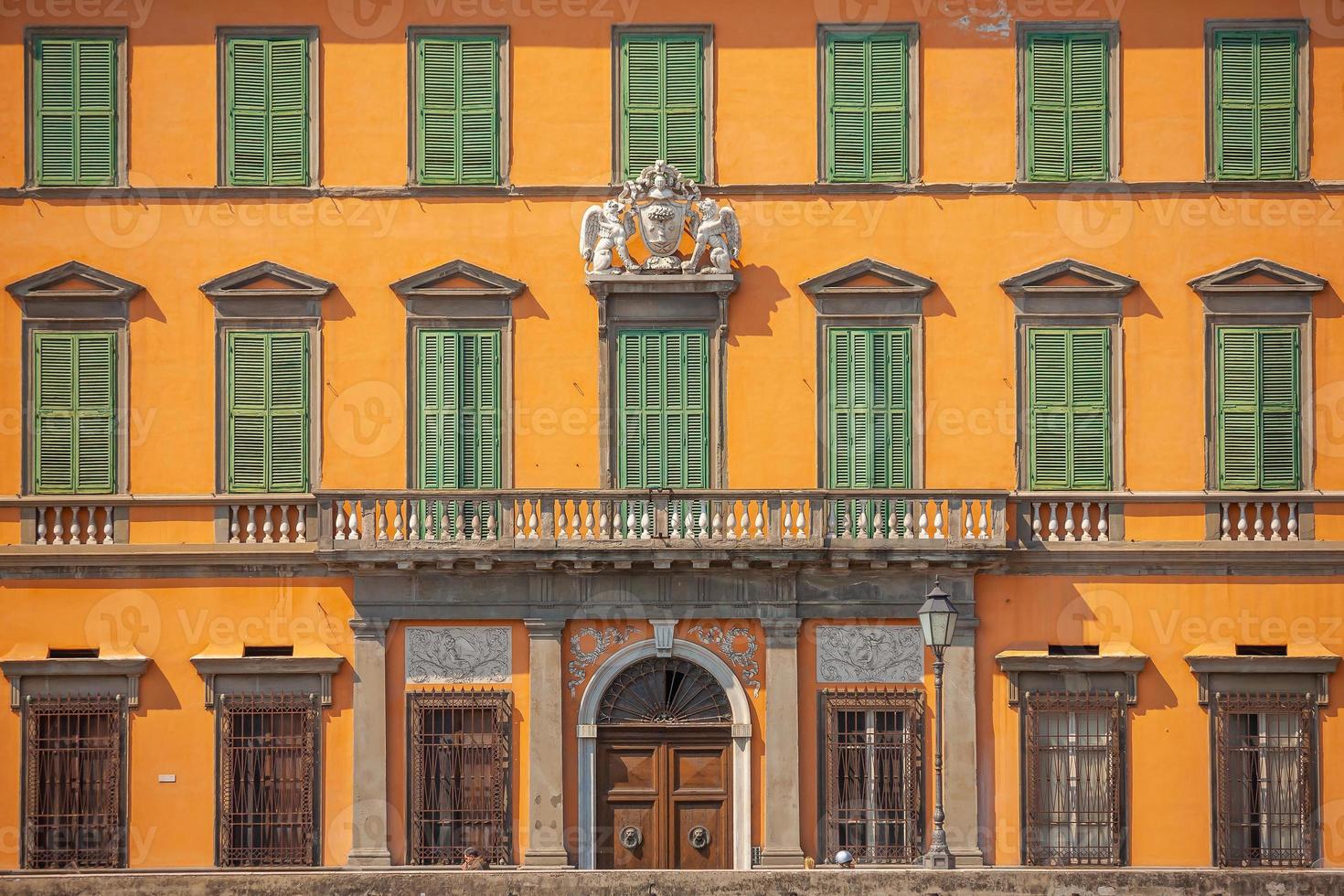 Facade decoration in Pisa city downtown skyline, Italy photo