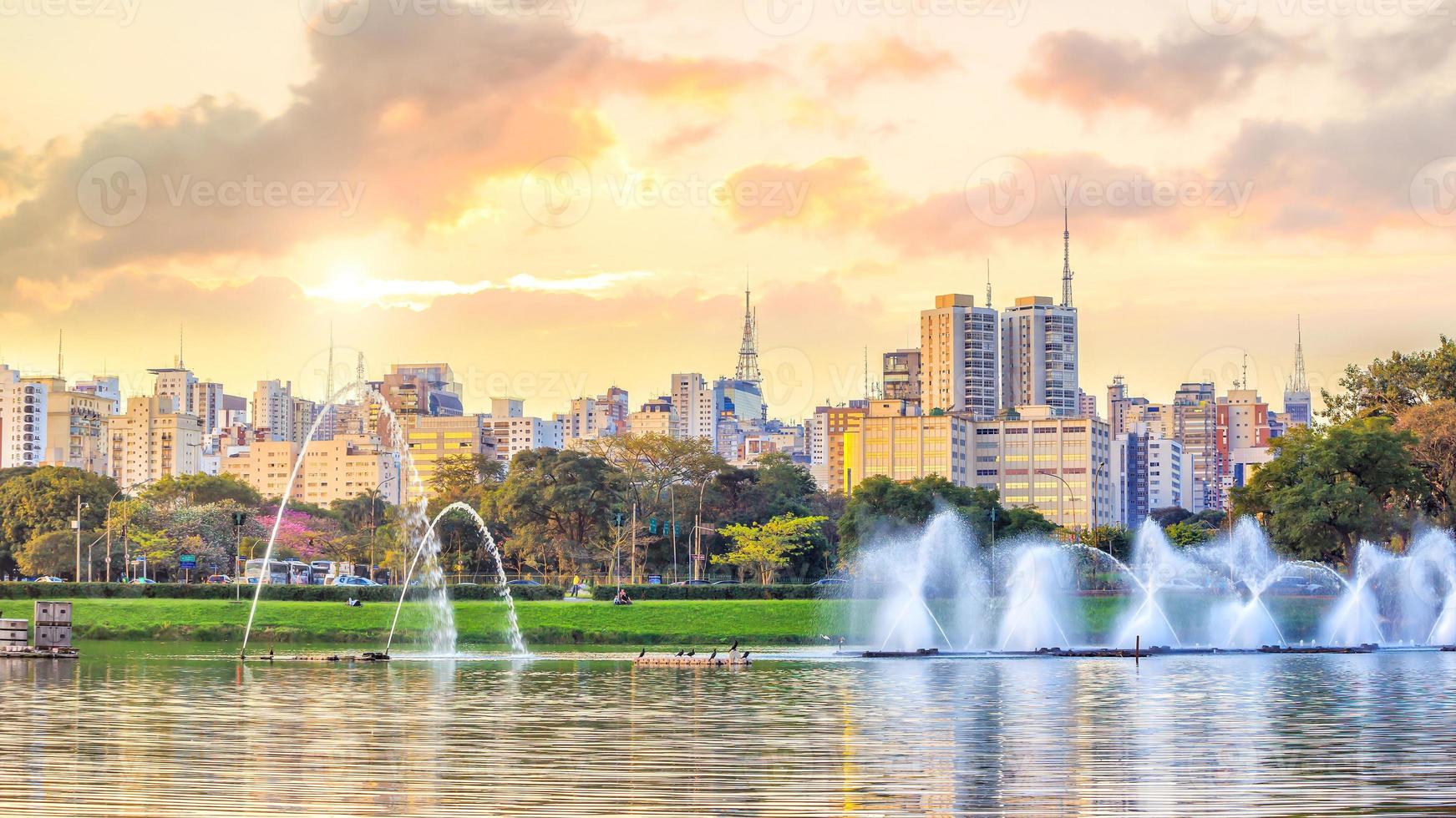 Sao Paulo skyline from Parque Ibirapuera park photo