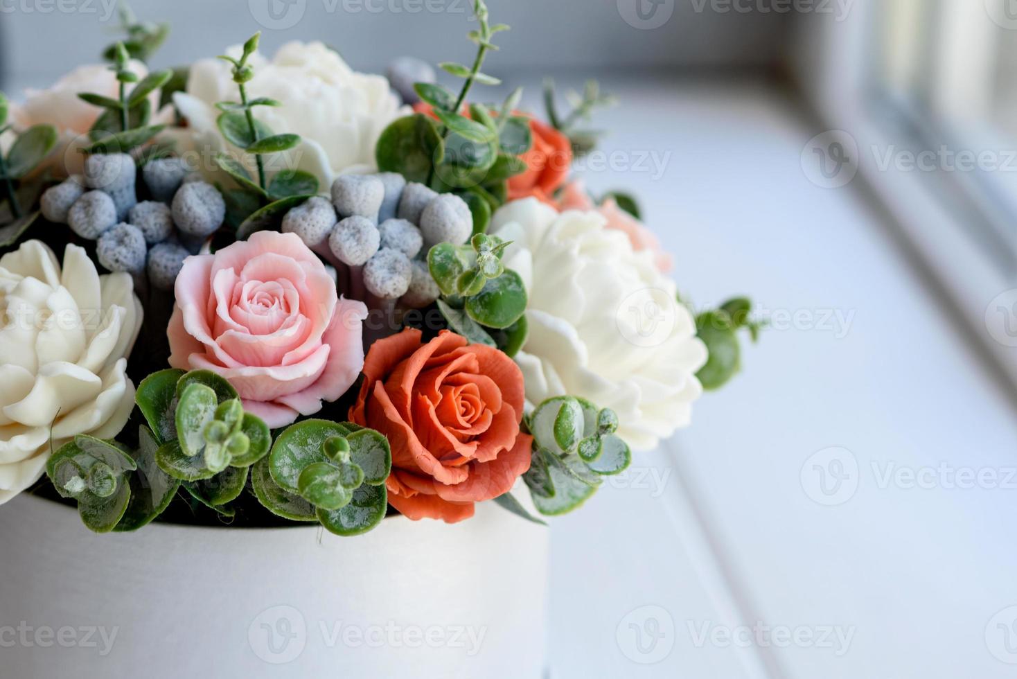 Bouquet of beautiful bright rose flowers photo