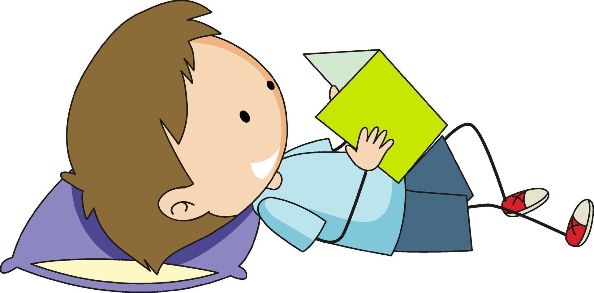 A boy reading book cartoon character vector