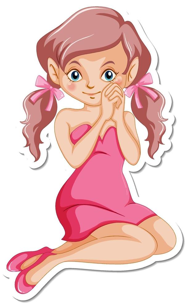 Cute fairy cartoon character sticker vector