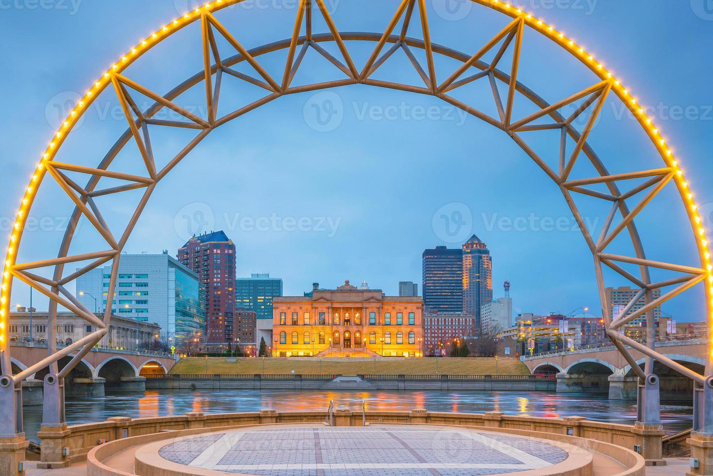 Des Moines Horizonte de Iowa en EE. foto