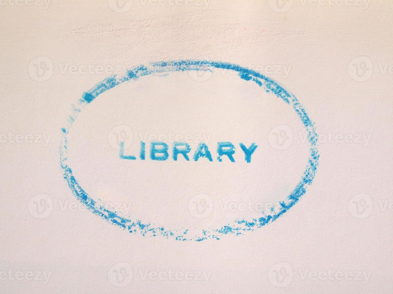 Library stamp on book photo