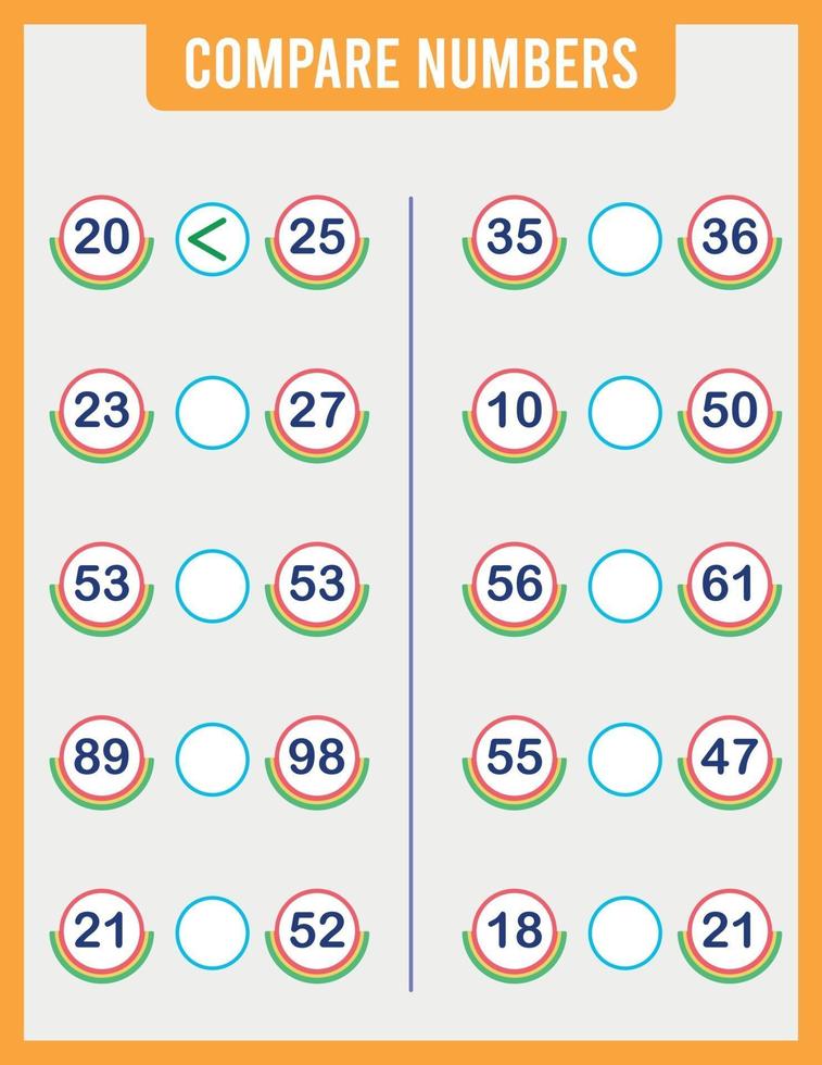 Compare numbers. Math game for preschool children. vector