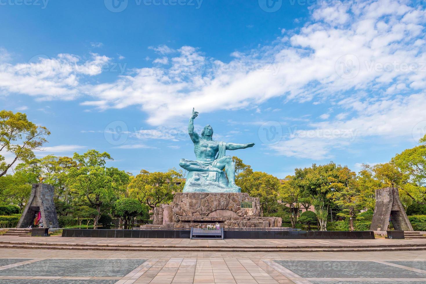 Peace Statue in Nagasaki Peace Park in Japan photo