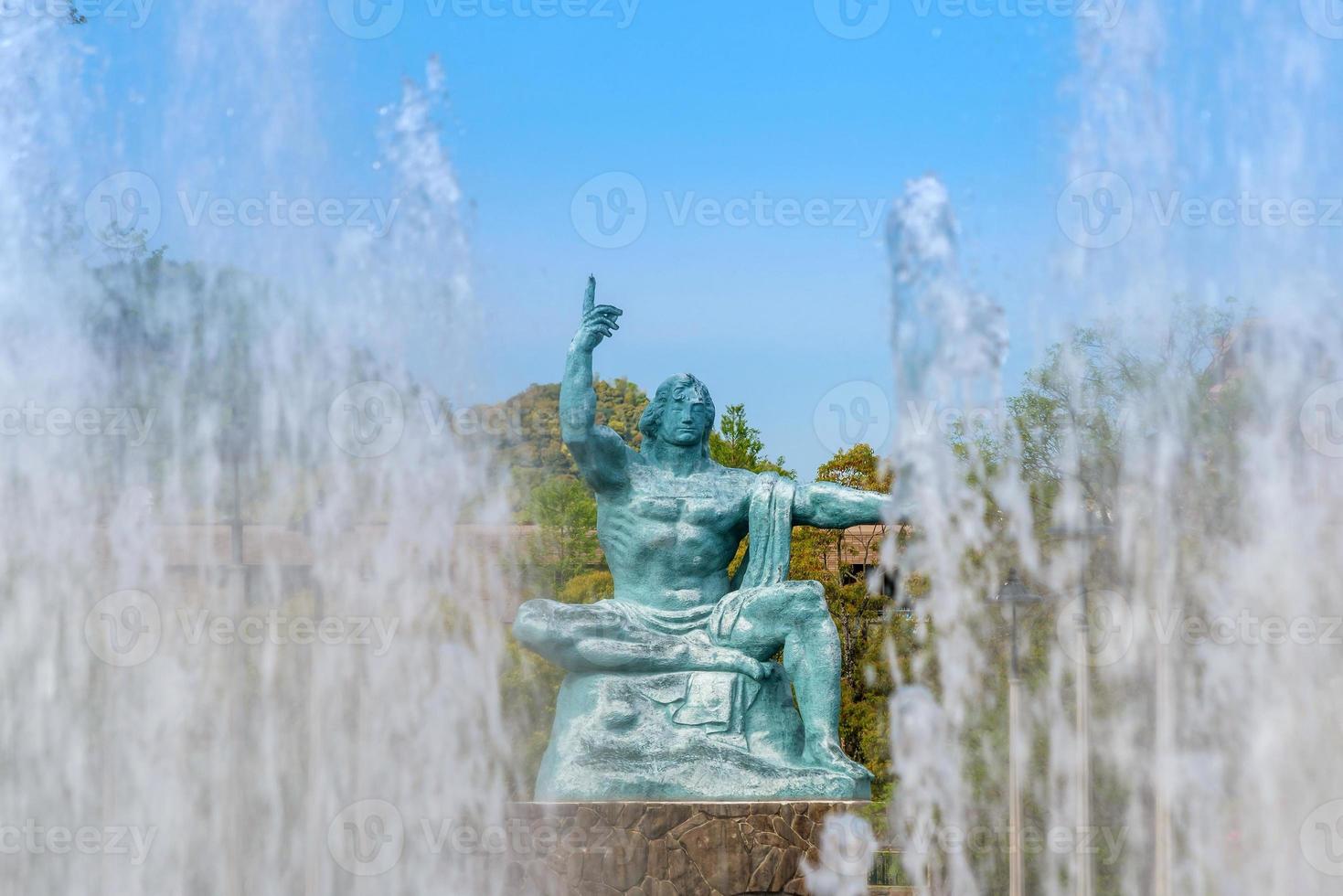 Peace Statue in Nagasaki Peace Park in Japan photo