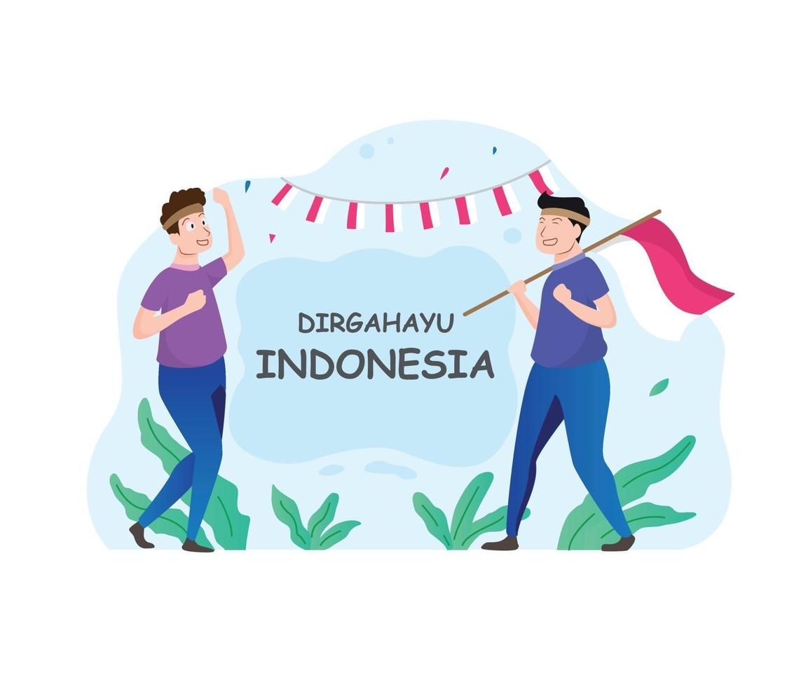 Indonesia Independence Day Flat Illustration vector