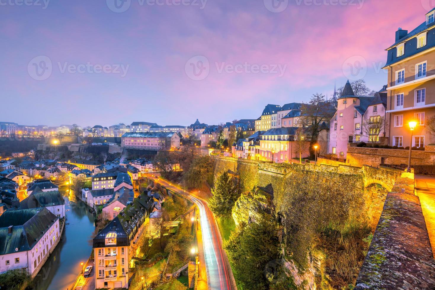 Skyline of old town Luxembourg City from top view photo