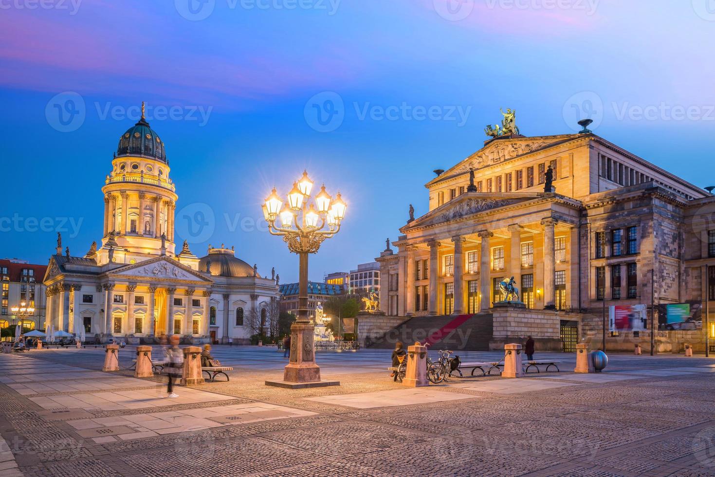 Panoramic view of famous Gendarmenmarkt square  at sunset in Berlin photo