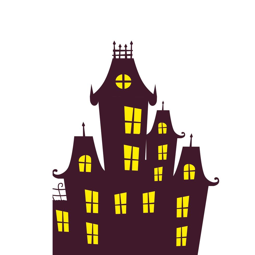 castillo embrujado halloween icono aislado vector