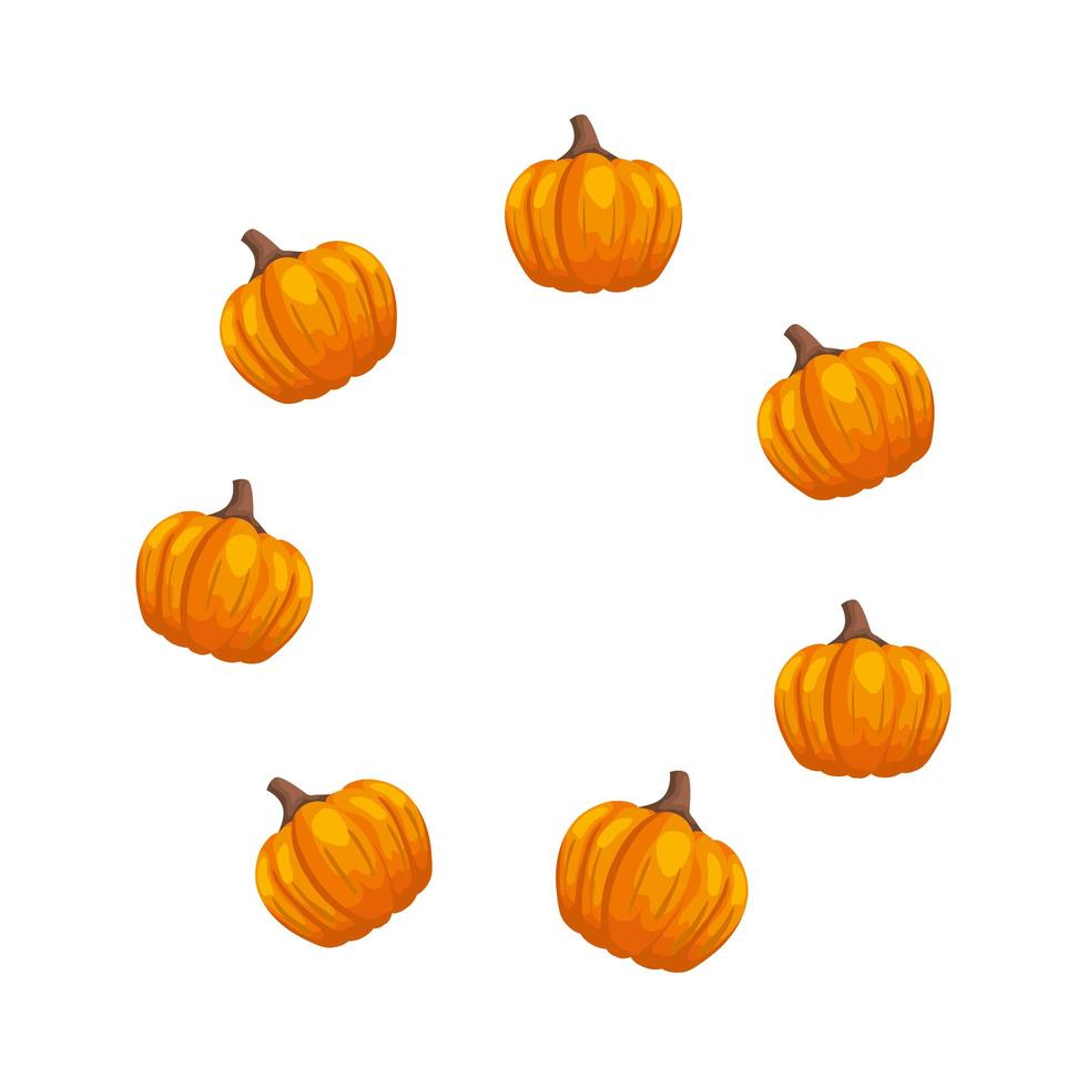 frame circular of season autumn pumpkins vector