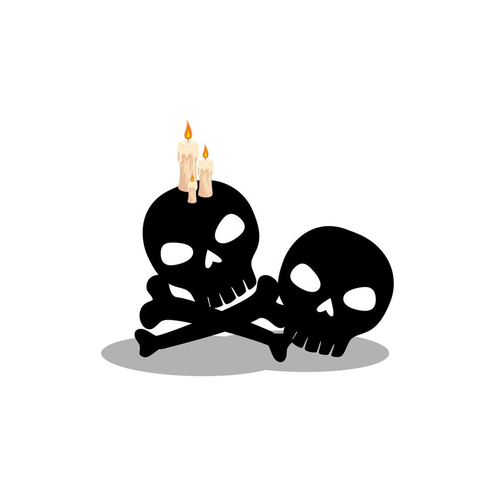 calaveras muertas de halloween con velas vector