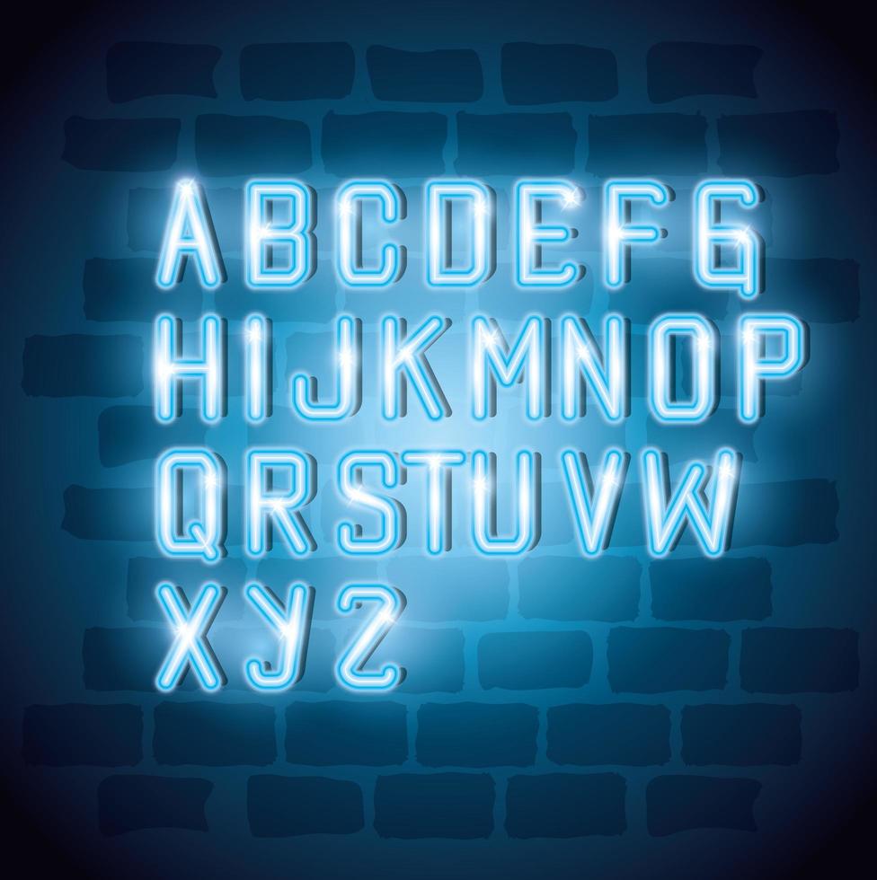 alphabet with neon light decoration vector