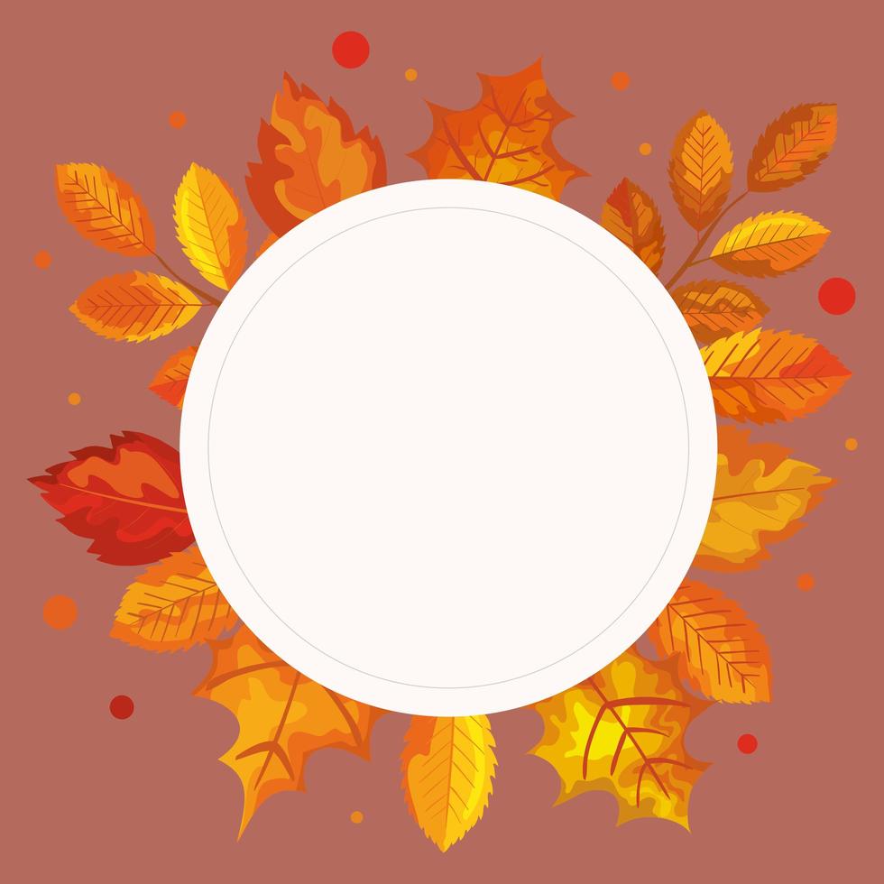 decoración de marco con hojas de otoño vector