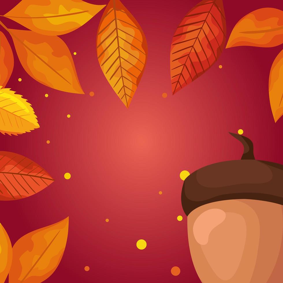 autumn leafs and nuts season pattern vector