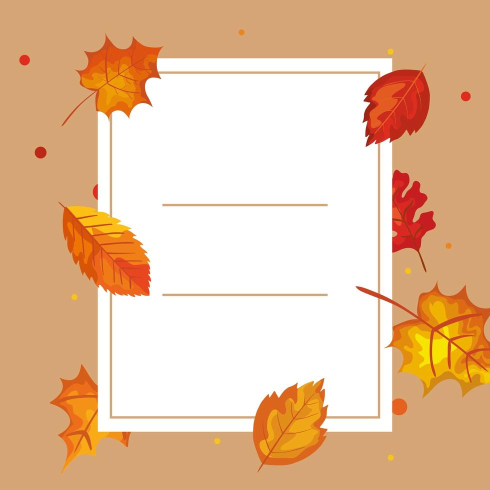 frane with autumn leafs foliage vector