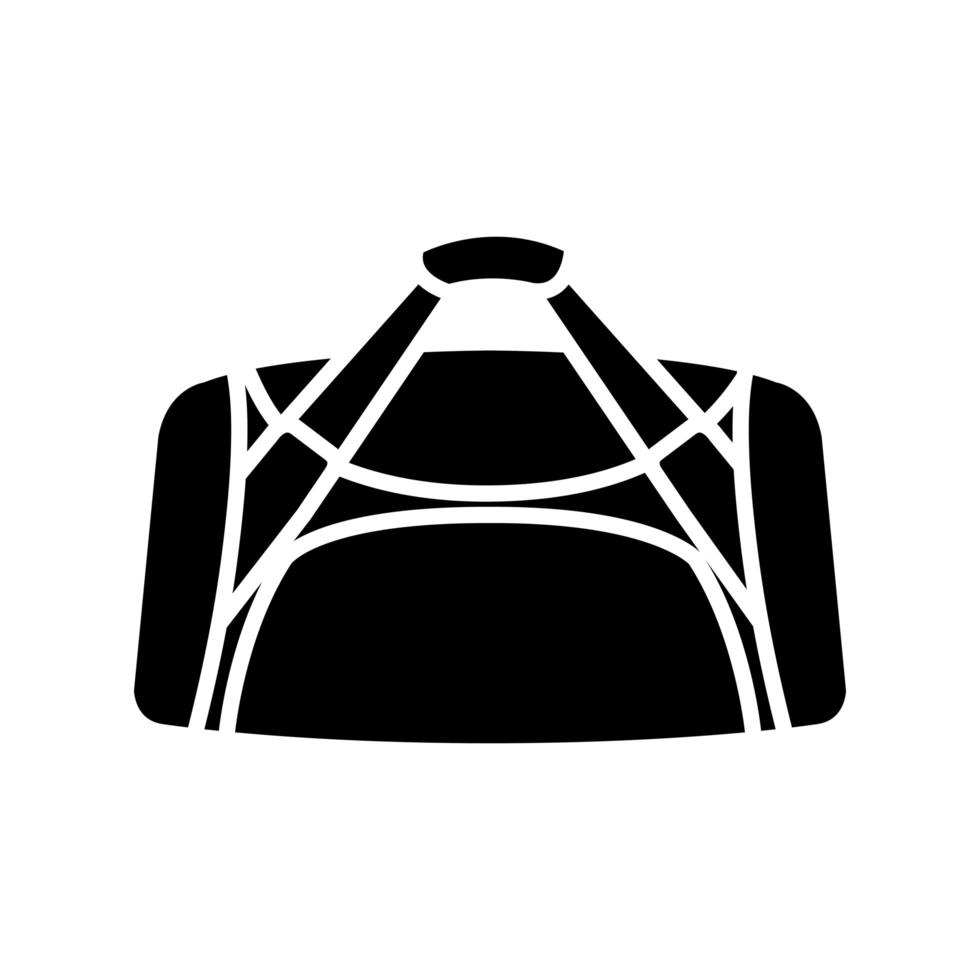 silueta, de, bolso, gimnasio, accesorio, aislado, icono vector