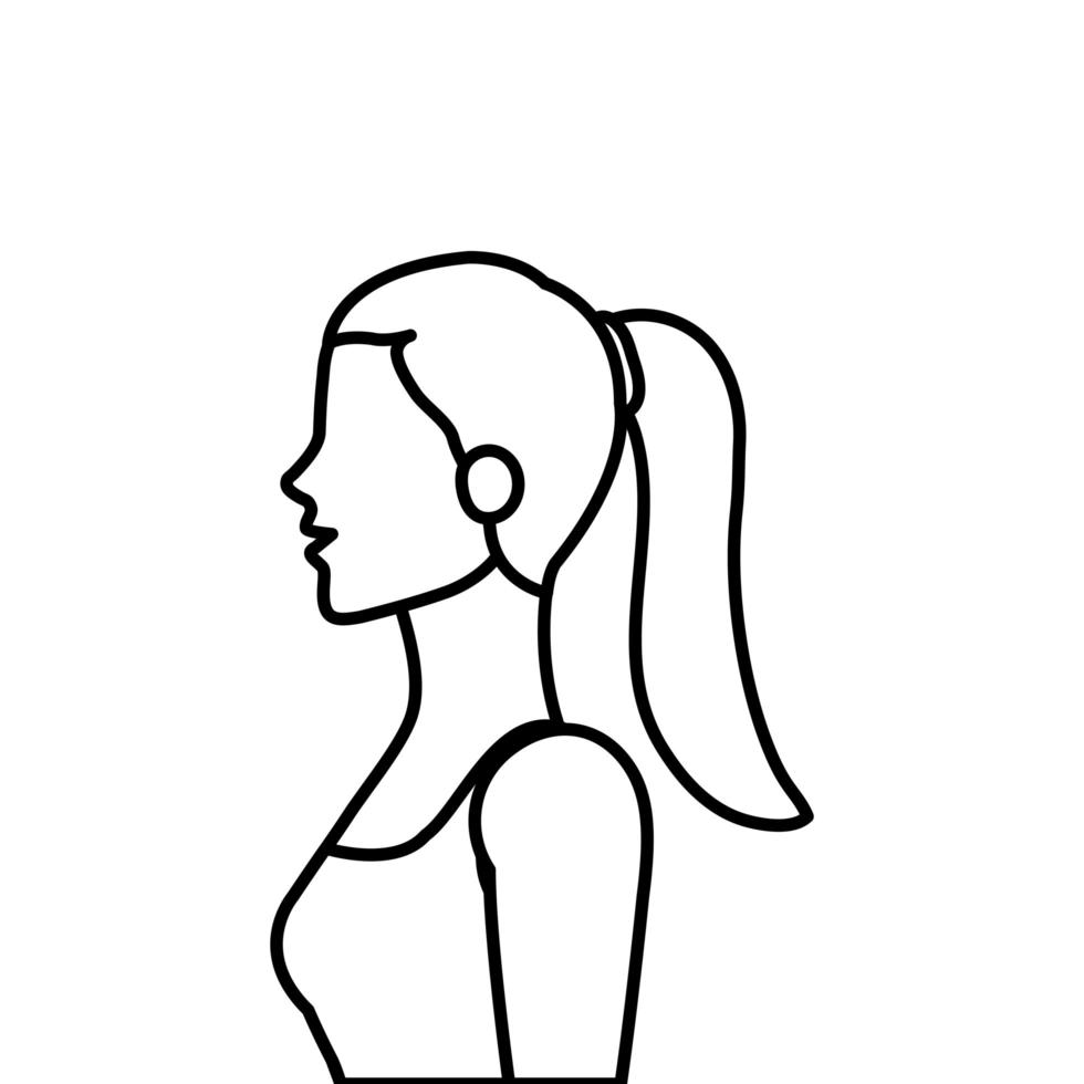 young woman athlete line style icon vector