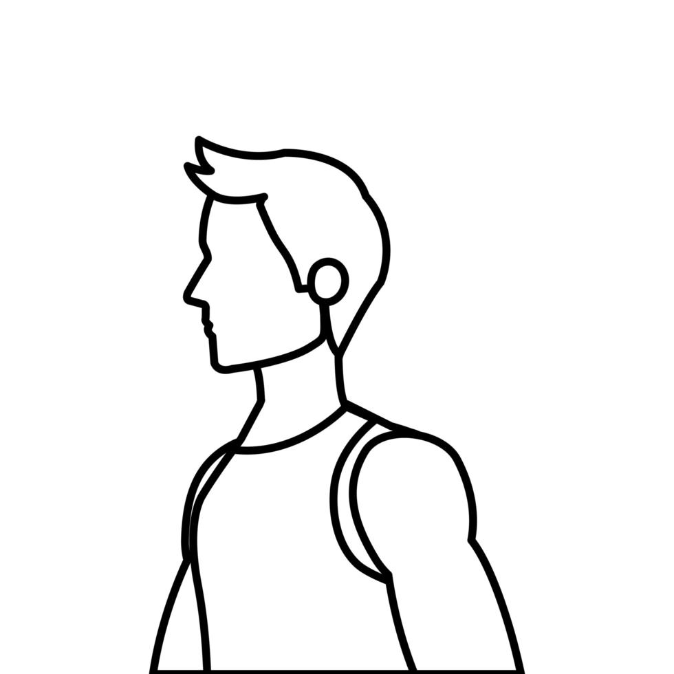 young man athlete line style icon vector