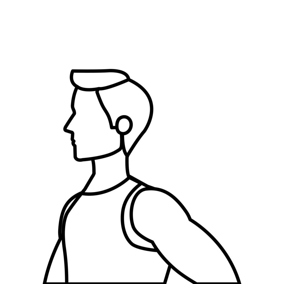 young man athlete line style icon vector