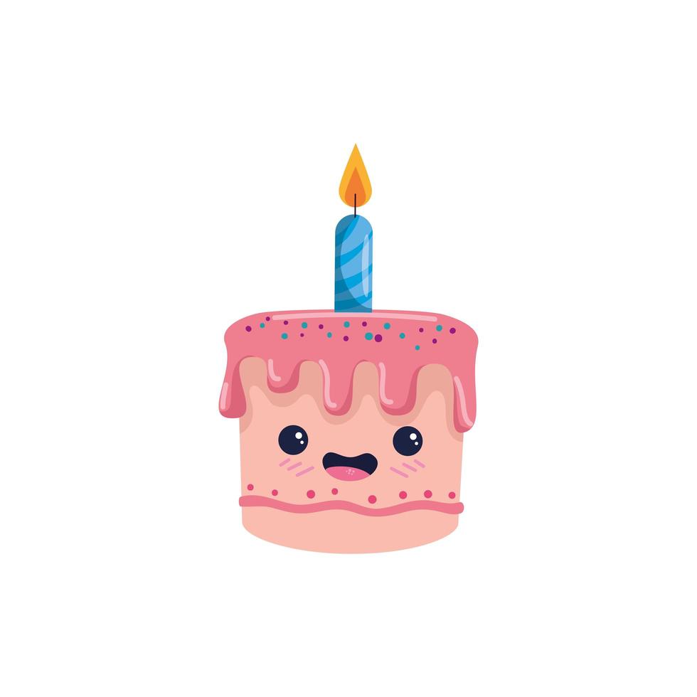 diseño de vector de dibujos animados de pastel de feliz cumpleaños