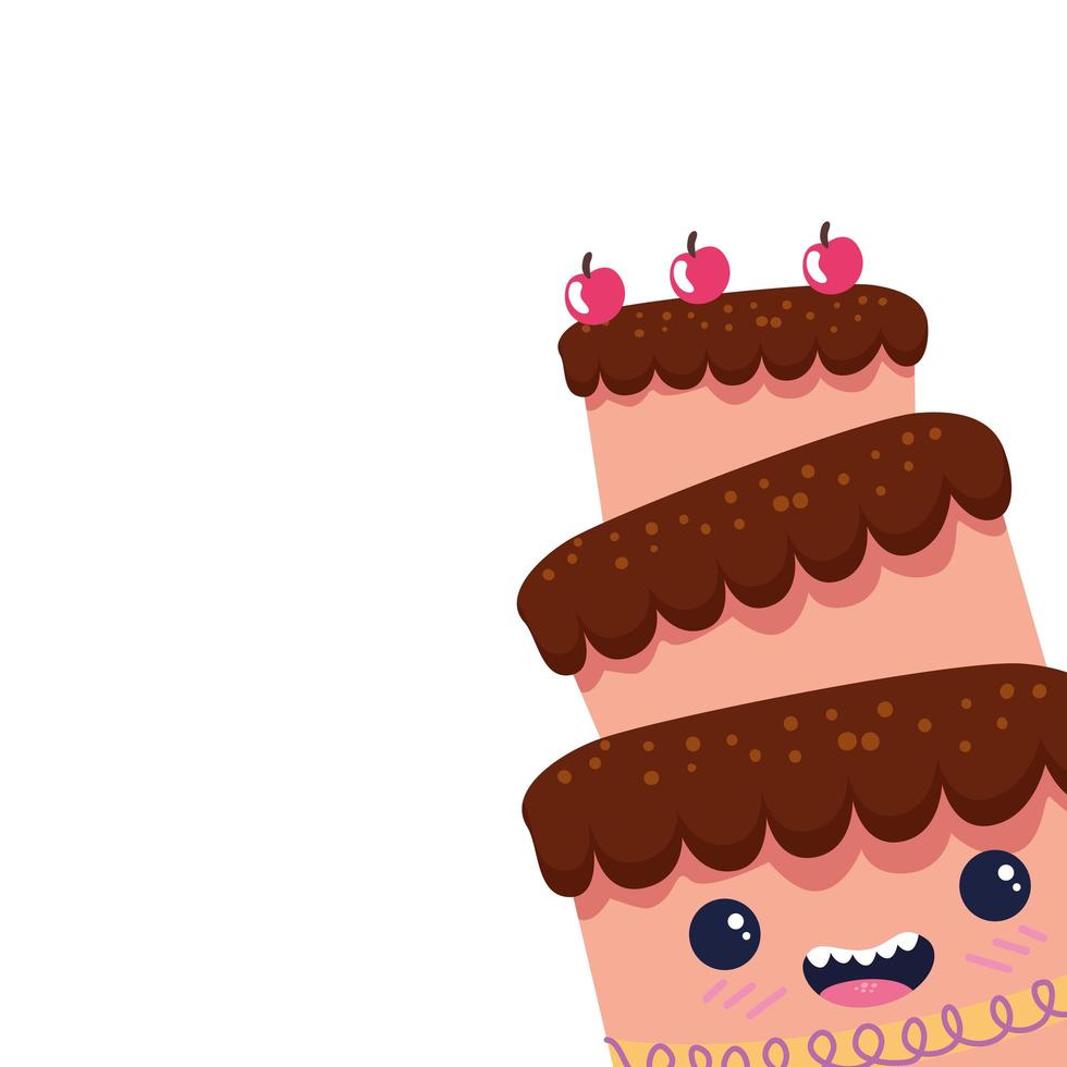 diseño de vector de dibujos animados de pastel de feliz cumpleaños
