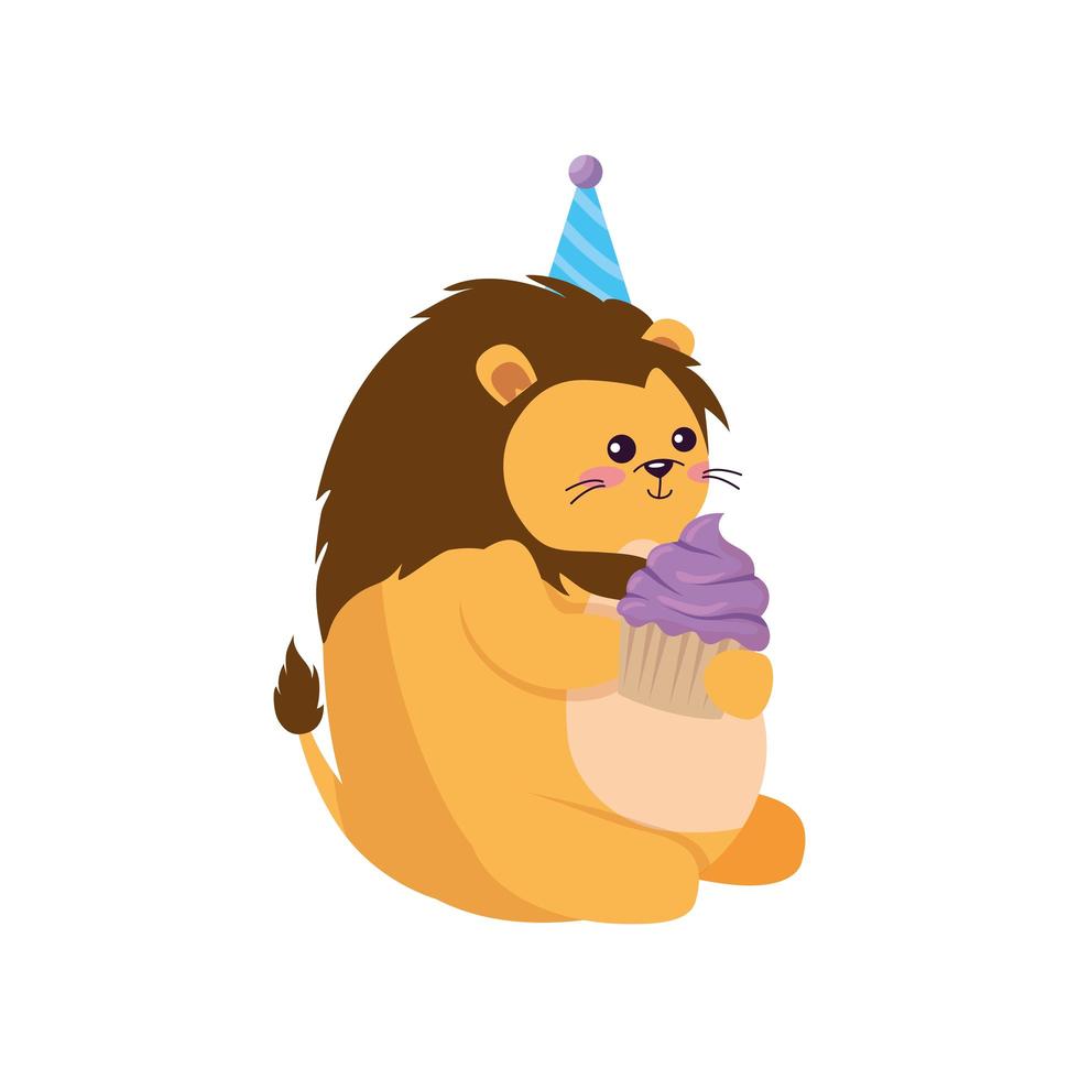 Lion cartoon with happy birthday vector design