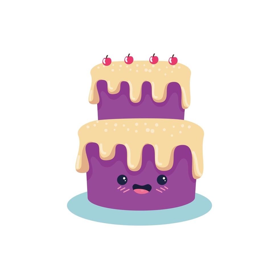 diseño de vector de dibujos animados de pastel de feliz cumpleaños