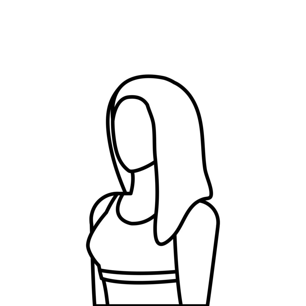 young woman athlete line style icon vector