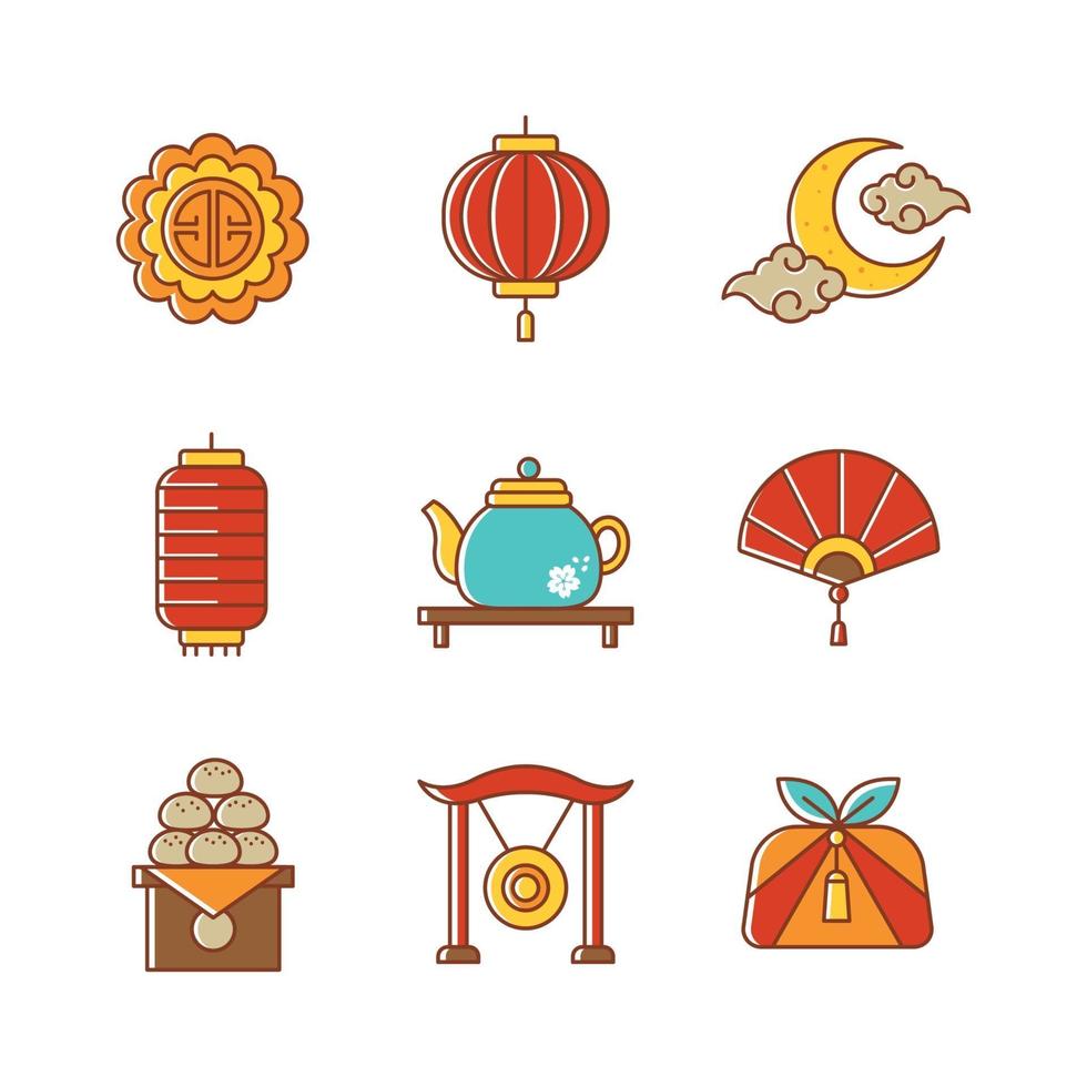 Mid Autumn Festival Icon Collection vector