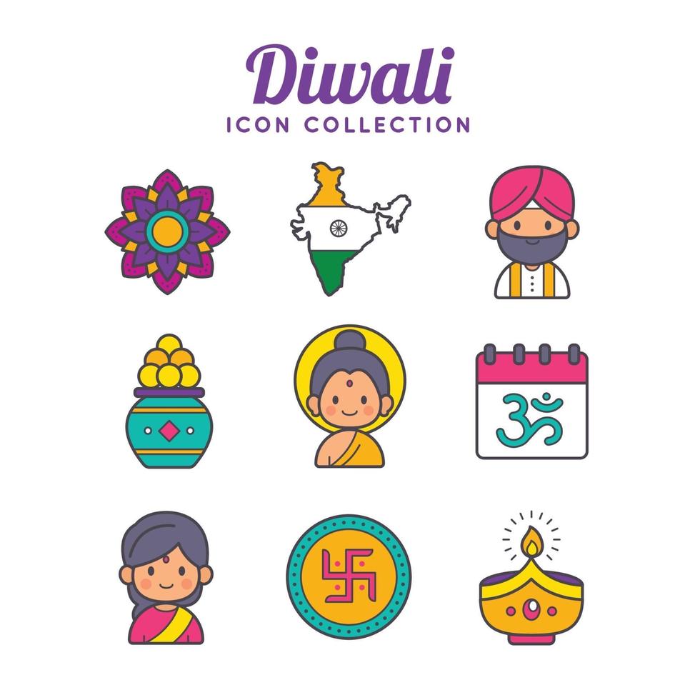colección de iconos del festival diwali vector