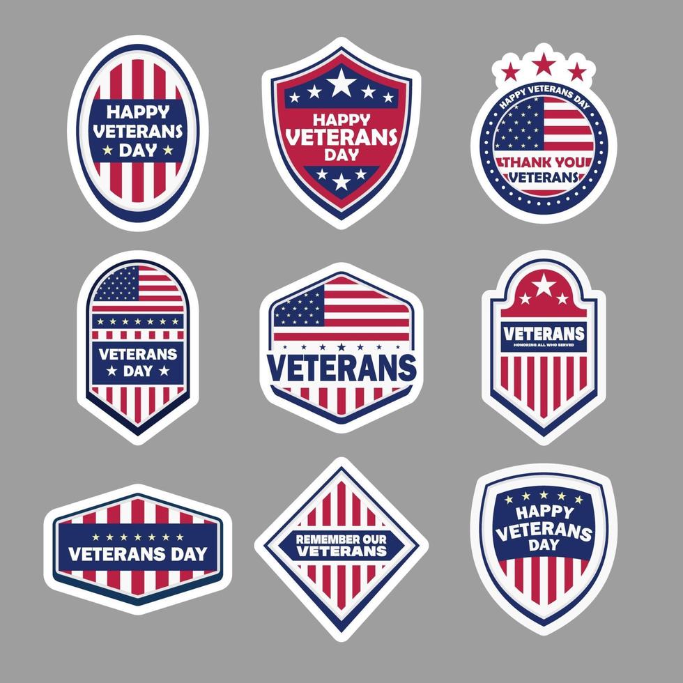 Veteran Memorial Day Badges Set vector