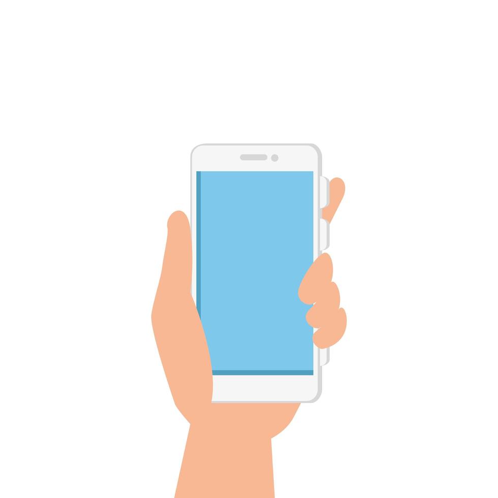 hand with smartphone device isolated icon vector