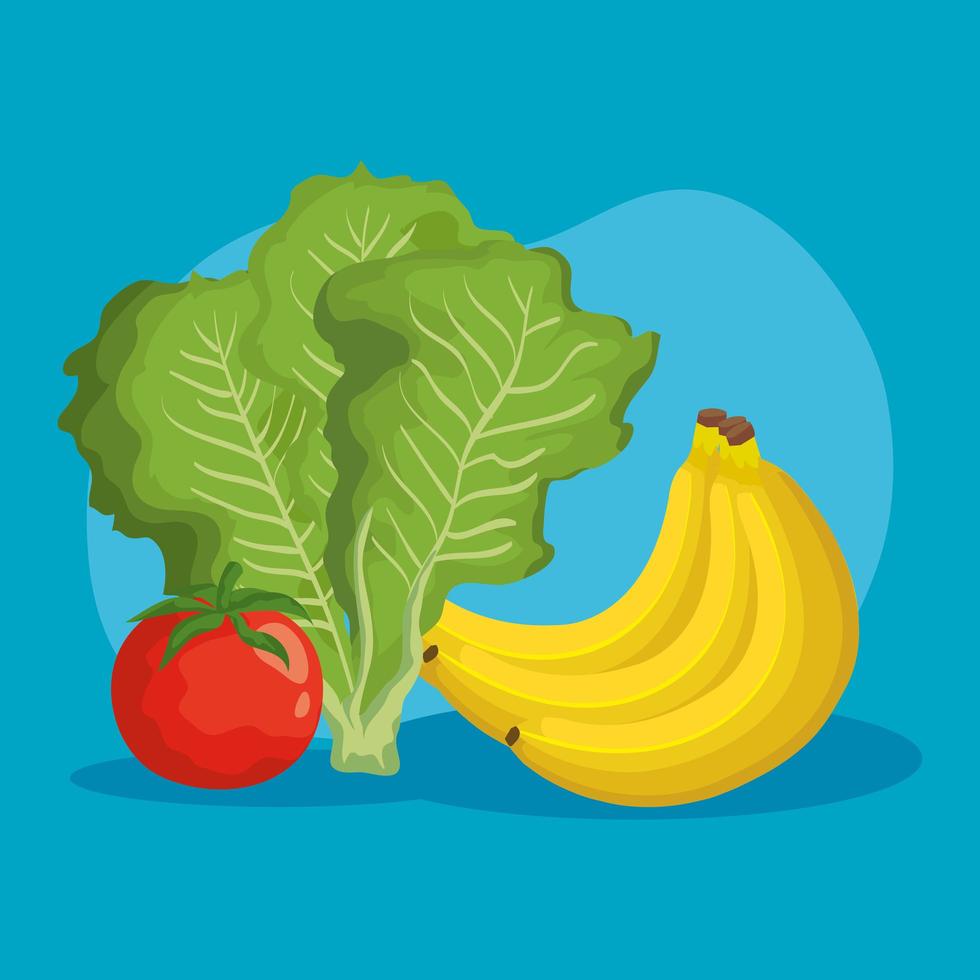 Conjunto de iconos de frutas y verduras diseño vectorial vector