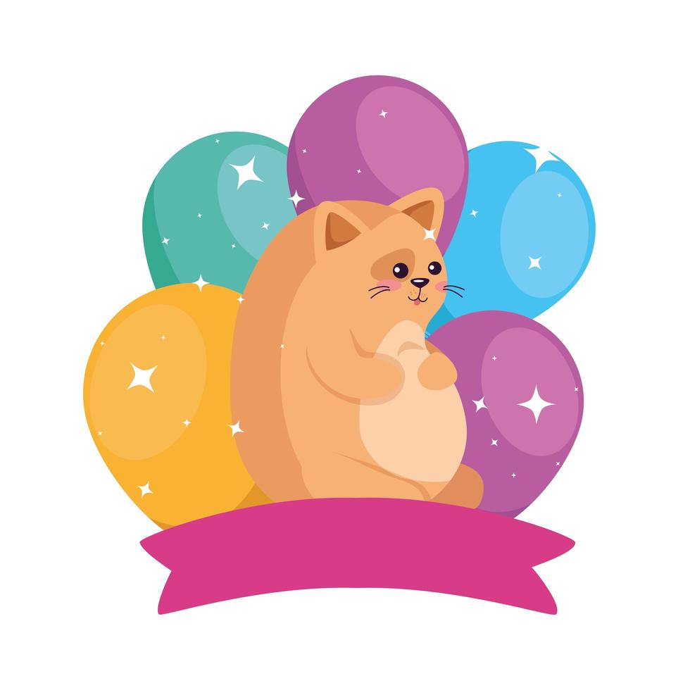 Cat cartoon with happy birthday vector design