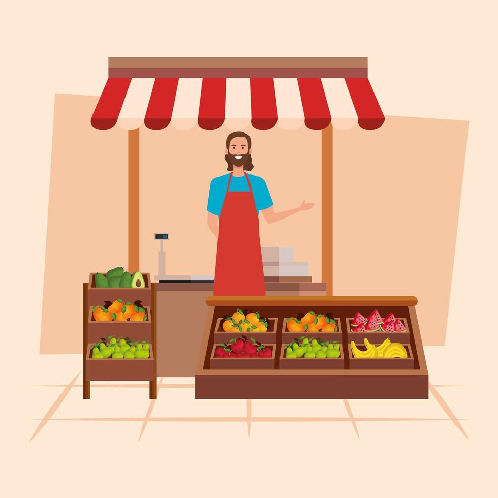 Shop seller man vector design