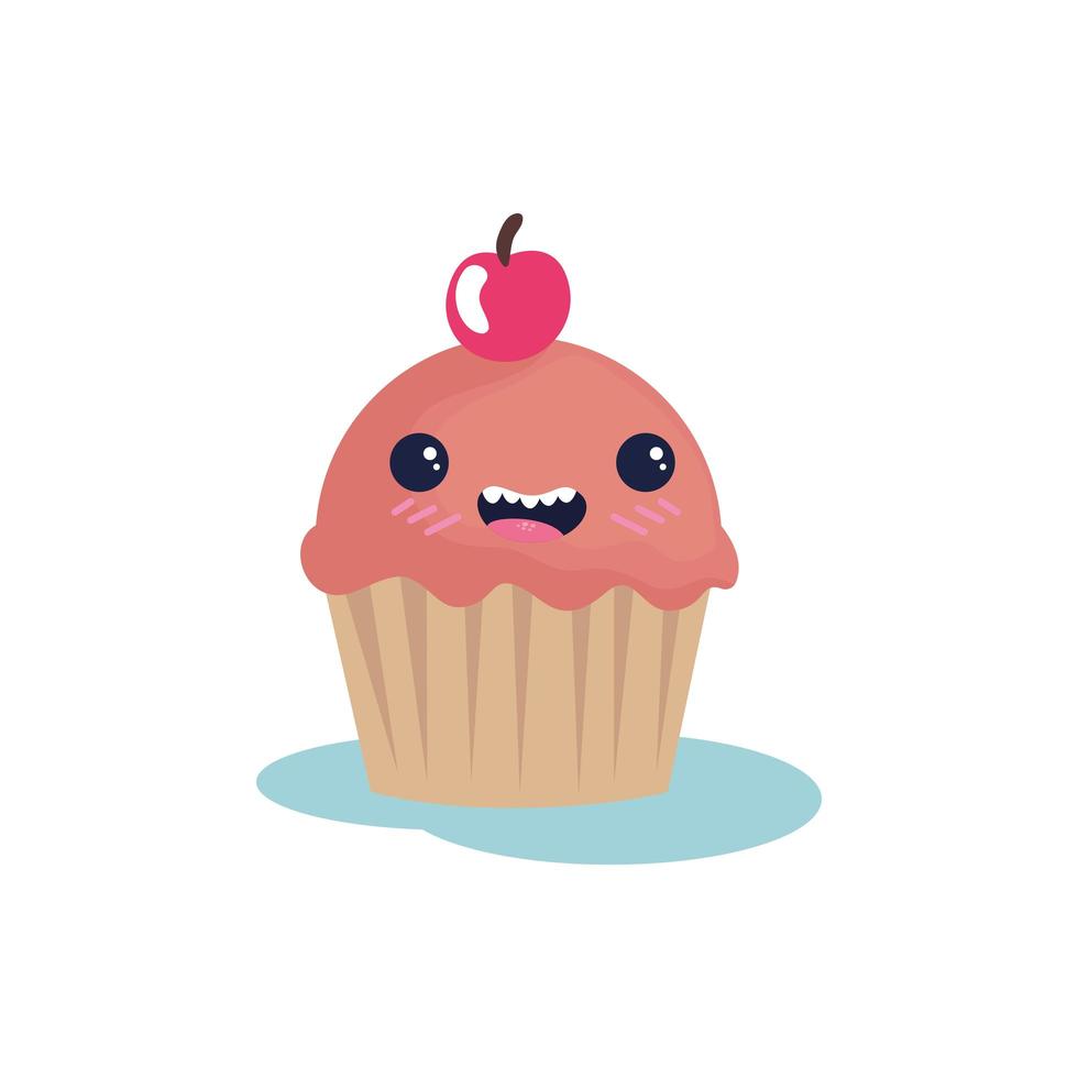 Diseño de vector de dibujos animados de postre cupcake aislado