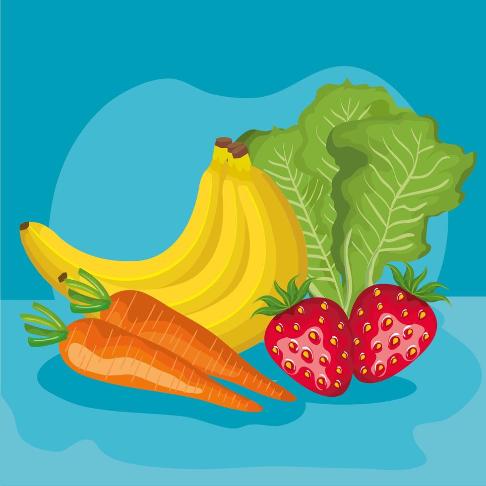 Conjunto de iconos de frutas y verduras diseño vectorial vector