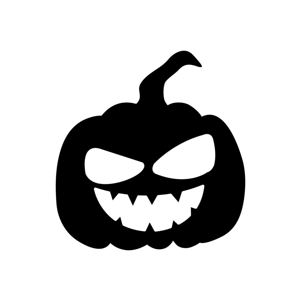 silueta, halloween, calabaza, tradicional, icono vector