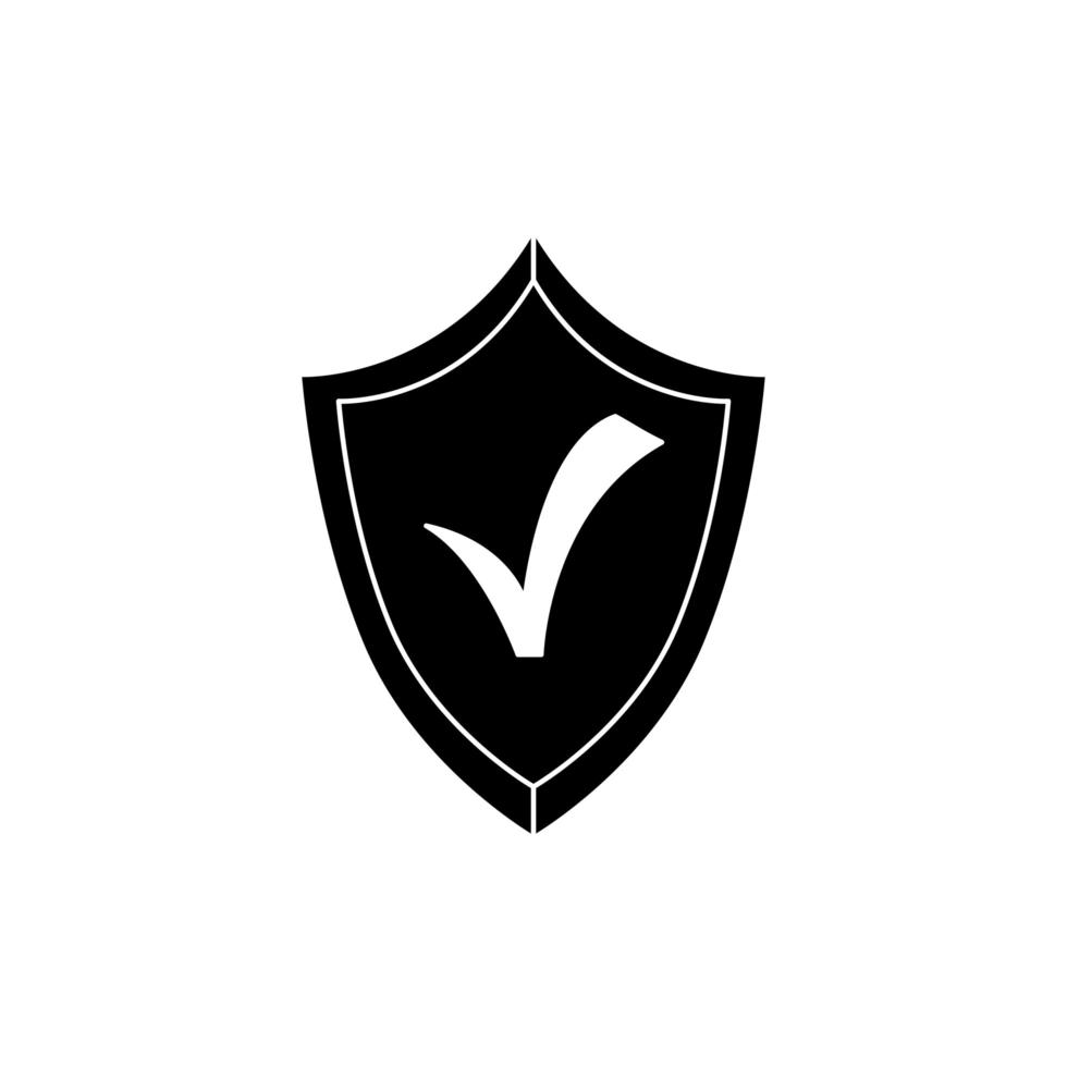 silhouette of shield with check symbol vector