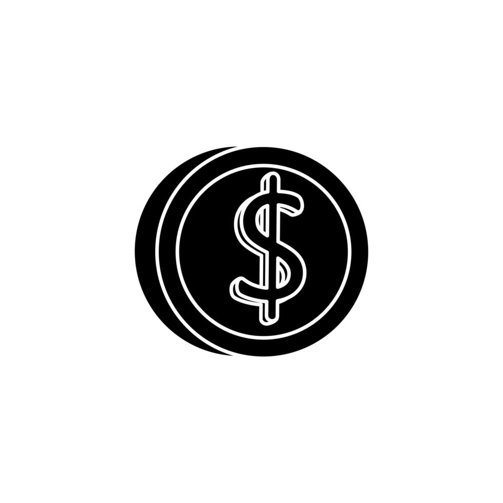 silhouette of coin money isolated icon vector