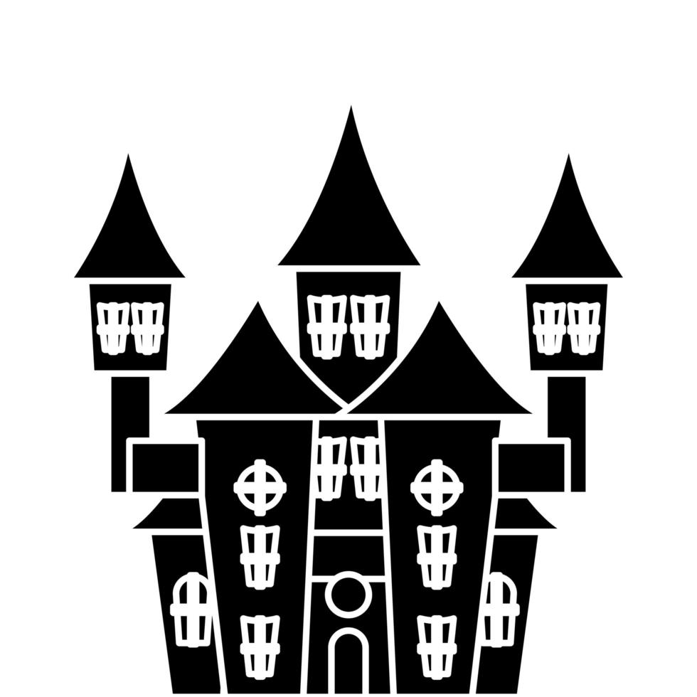 castillo embrujado halloween icono aislado vector