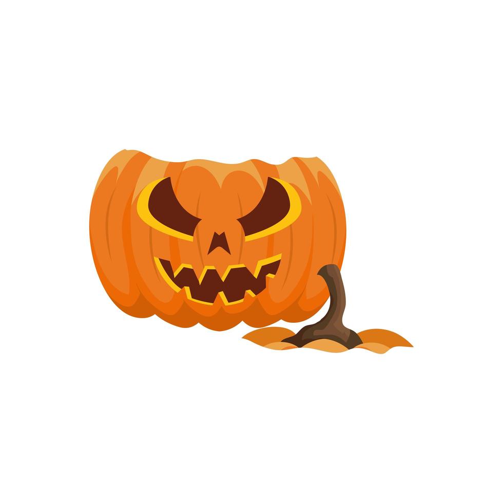halloween broken pumpkin isolated icon vector