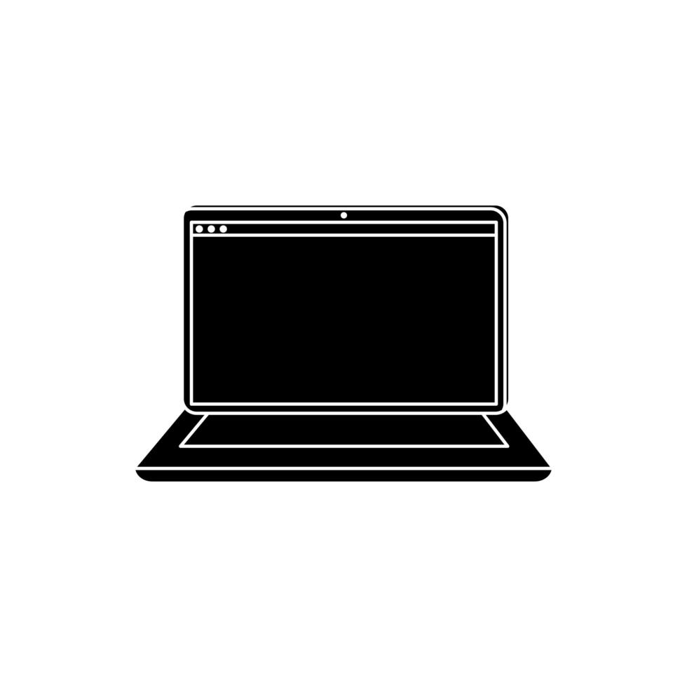 silueta, de, computadora portátil, dispositivo, aislado, icono vector