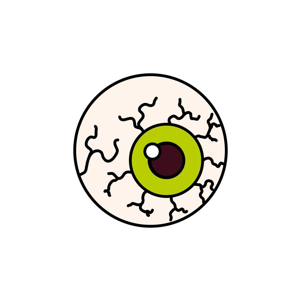 ojo aterrador con venas de halloween vector