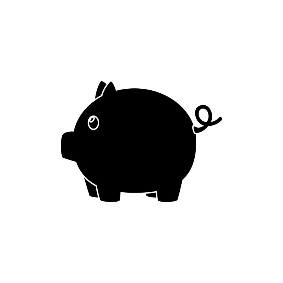 silhouette of piggy bank saving isolated icon vector